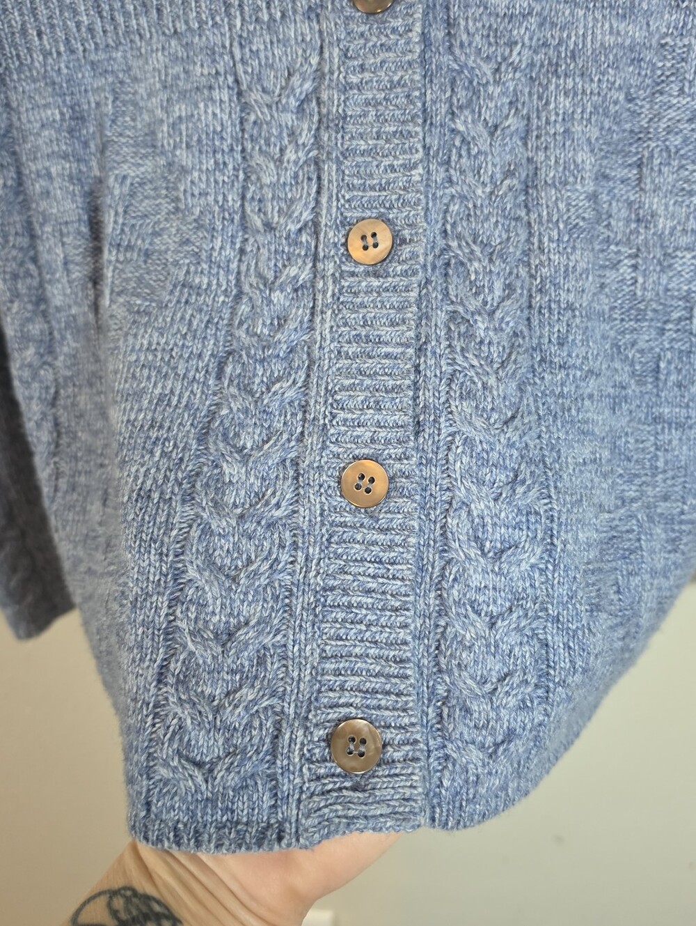 Sundance Heather Blue Alpaca Knit Button Cardigan Size M Coastal Librarian - Picture 4 of 7